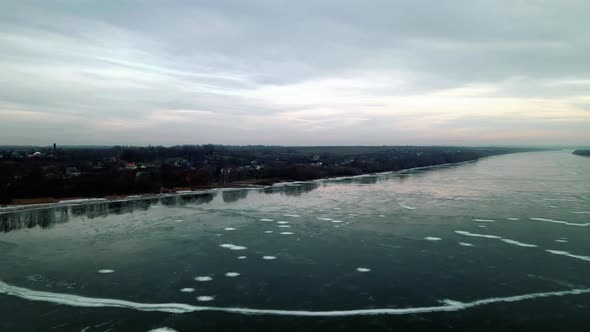 The Dniester River embraced by winter ice