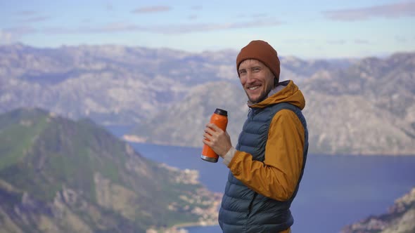 A Man Travels in Montenegro in Autumn