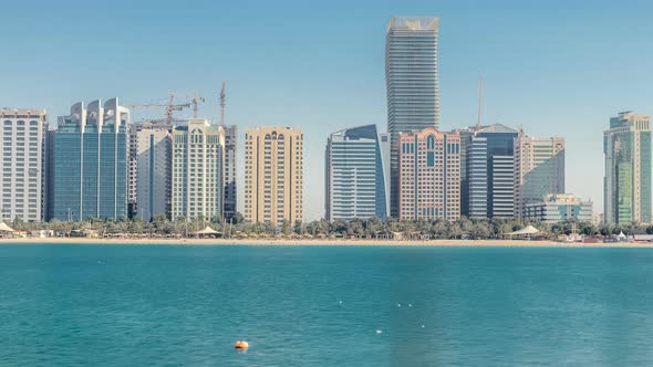 View of High Skyscrapers on a Corniche in Abu Dhabi Stretching Alongside the Business Center