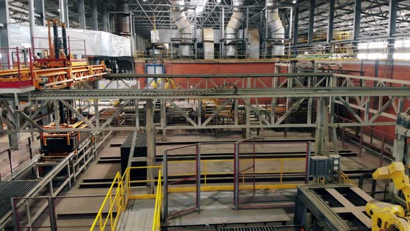 Modern Industrial Factory Interior. Aerial View.