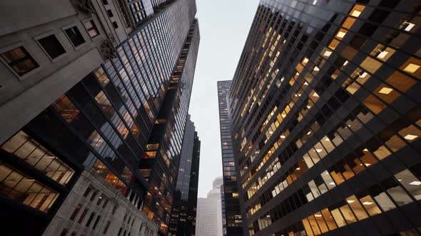 Below View on the Skyscrappers in Chicago