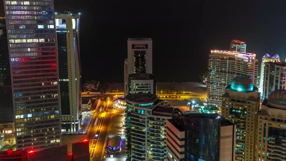 The Skyline of the West Bay Area From Top in Doha Timelapse Qatar