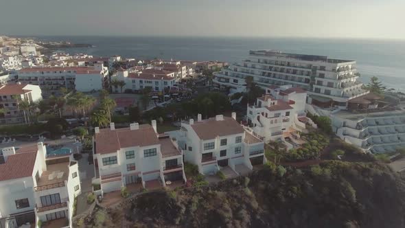 Aerial Panoramic View of Santiago Del Teide Coastline on a Summer Day Tenerife  Canary Islands