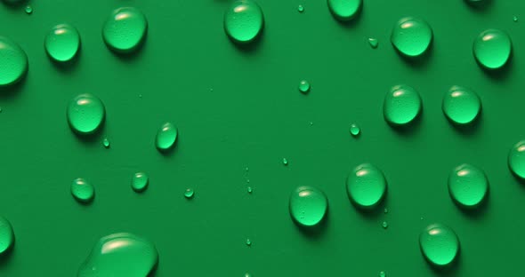 Abstract water drops on green background, macro, Bubbles close up
