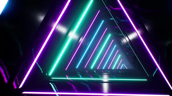 Neon Triangle Tunnel Loop 4K 01