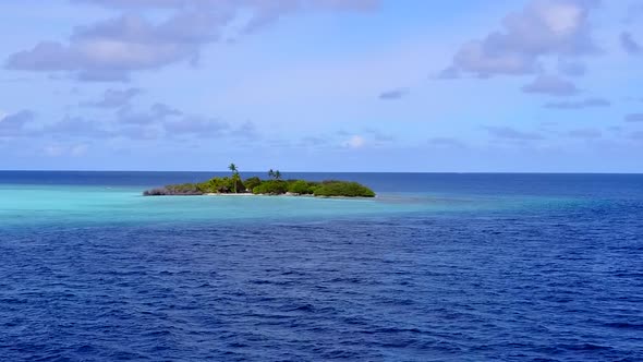 Aerial drone landscape of exotic sea view beach wildlife by clear sea with sand background