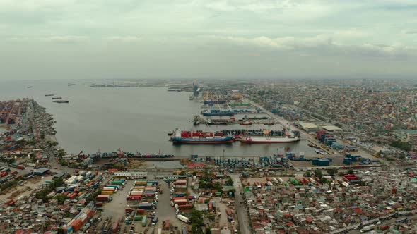 Industrial Sea Port with Containers, Manila, Philippines