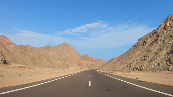 Road Through Desert and Mountains in Egypt