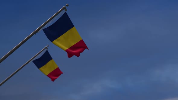 Chad Flags In The Blue Sky- 2K