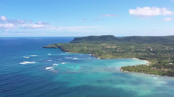 4k 24fps Drone Shoot Of The Caribean With Mountains In A Sunny Day