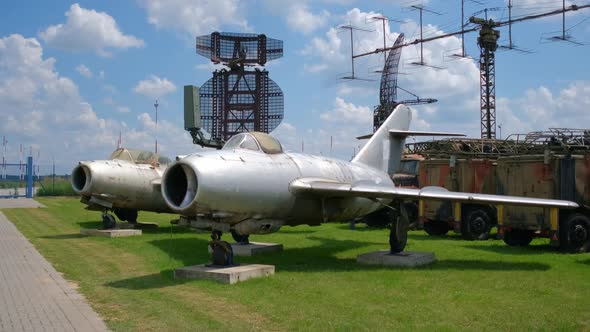 Old Jet Fighter Aircrafts in National Aviation Exhibition Outdoors