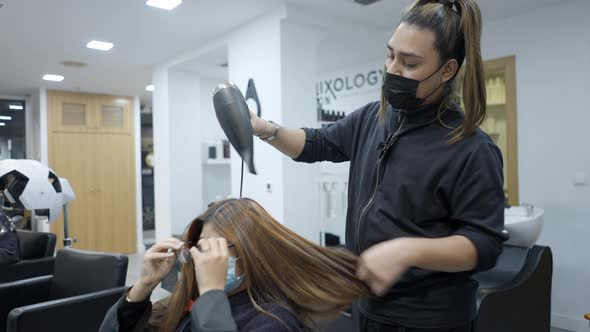 Beautiful Colombian Girl Takes Glasses Off and Laughs While Getting Hair Dried in Slow Motion