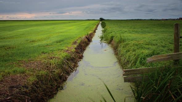 Dutch polder farmland ditch drainage channel Wadden Sea island