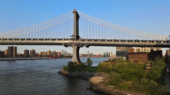 Over Manhattan New York City Beautiful with Manhattan Bridge