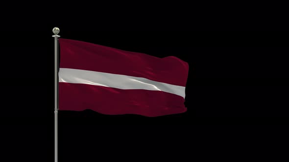 Latvia Looping Of The Waving Flag Pole With Alpha