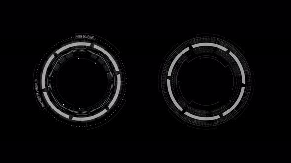 White circle rotation with HUD UI technology interface futuristic elements abstract background alt