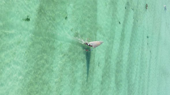 Tanzania Vertical Video  Boat Boats in the Ocean Near the Coast of Zanzibar Aerial View