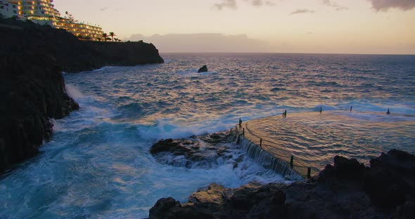 Natural Pool Piscina Natural of Acantilados De Los Gigantes at Sunset