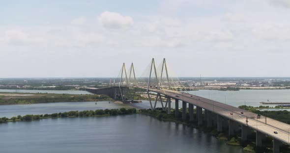 Establishing shot of the Fred Hartman Bridge in Baytown Texas