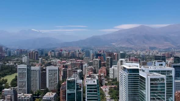 Aerial shot of luxury distric in Santiago de Chile