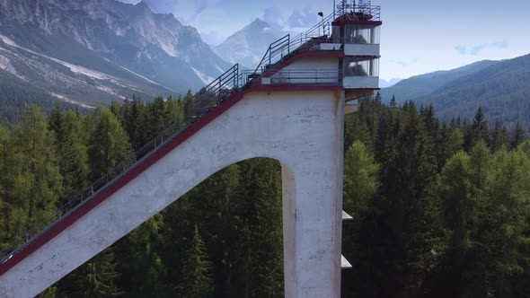 Aerial View of Italian Olympic Ski Jump Built in Cortina dAmpezzo for Winter Olympics in 1956