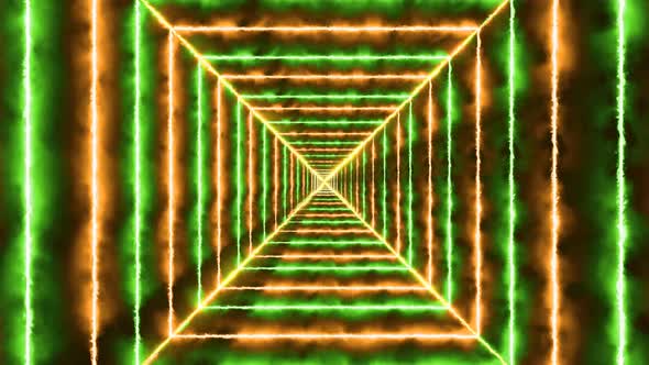 Brown Green Fire Square Tunnel Animated Background