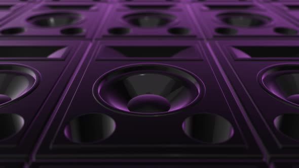 4K Close Up Purple Audio Speakers Background Seamless Loop V2