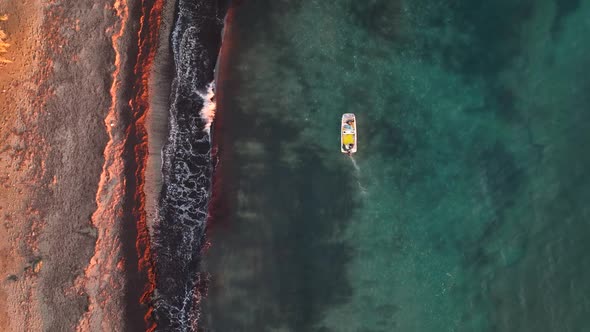 Fishing Near The Shore Sea Aerial View 4 K