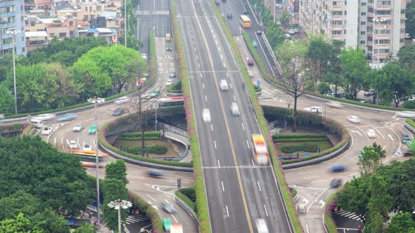 Guangzhou Roundabout Highway Traffic Cityscape China