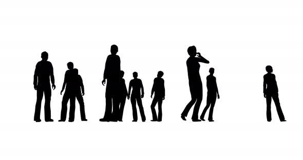 Silhouettes of People Are Standing on a White Background alt
