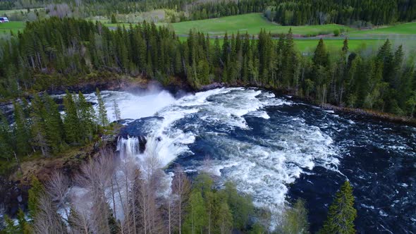 Ristafallet Waterfall in the Western Part of Jamtland