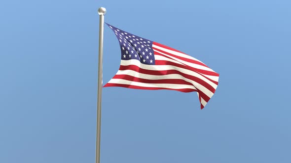 United States flag on flagpole.