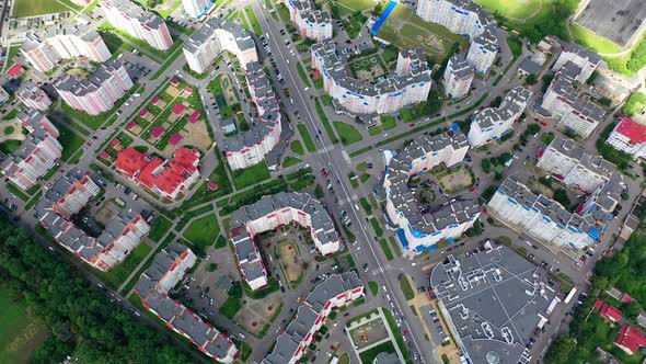 Street aerial view with beautiful patterns. Aerial view of urban area with city blocks