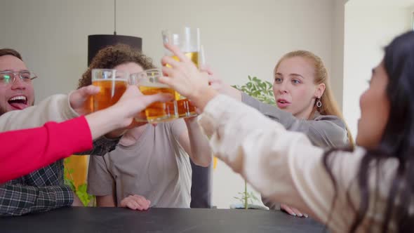 Celebration Beer Cheers Concept Hands Holding Up Bottles Beer People Group in Outdoor Party Vacation