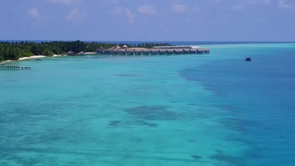 Drone aerial sky of coastline beach time by clear ocean and sand background