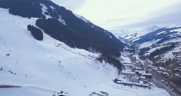 Alps Ski Resort Village. Aerial View.