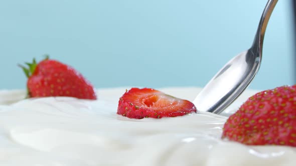 Yummy Strawberries in Ice Cream