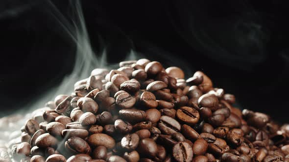 Steaming Roasted Coffee Close Up