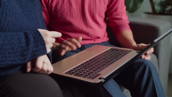 Deaf People with Laptop Talking with Sign Language