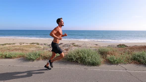 Athletic Man Exercising At The  Beach