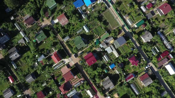 Aerial View From Drone on Village with Summer Houses