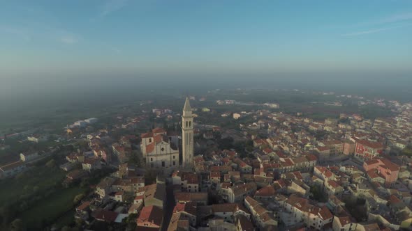 Church of St Blaise aerial shot in the morning