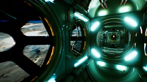 Dark Space Ship Futuristic Interior alt