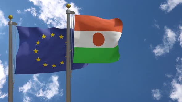 European Union Flag Vs Niger Flag On Flagpole