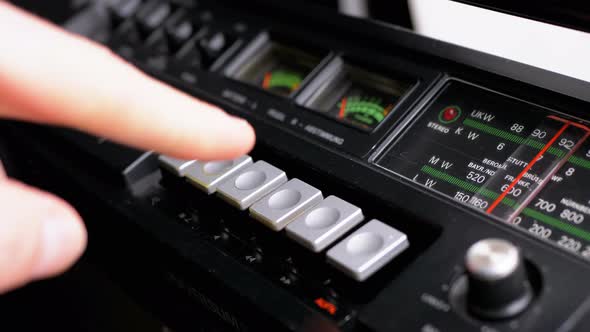 Pushing Play, Stop, Rec, Ff, Rew Buttons on a Tape Recorder