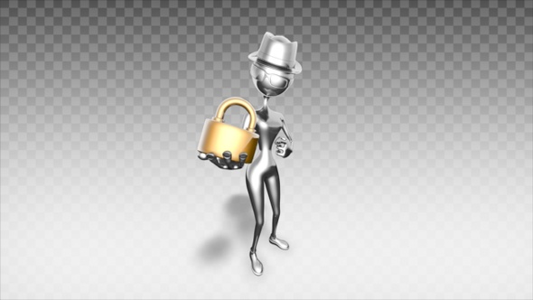 Silver 3D Woman - Cartoon Show Lock