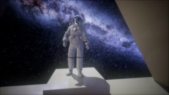 Astronaut on Space Base in Deep Space alt