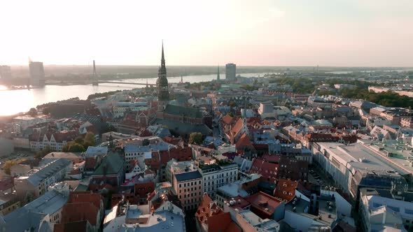 Beautiful Aerial View of Riga City the Capital of Latvia