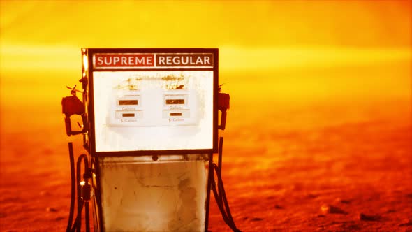 A Vintage Rusted Gas Pump Abandoned in the Desert