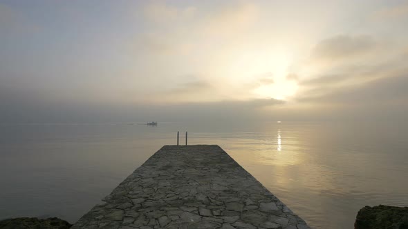 Evening view of a pier